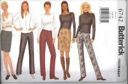 6742 BUTTERICK EZ STRAIGHT SKIRT, PANTS LEATHER SUEDE OR NOT PATTERN 6-10 uncut or 18-22 choice
